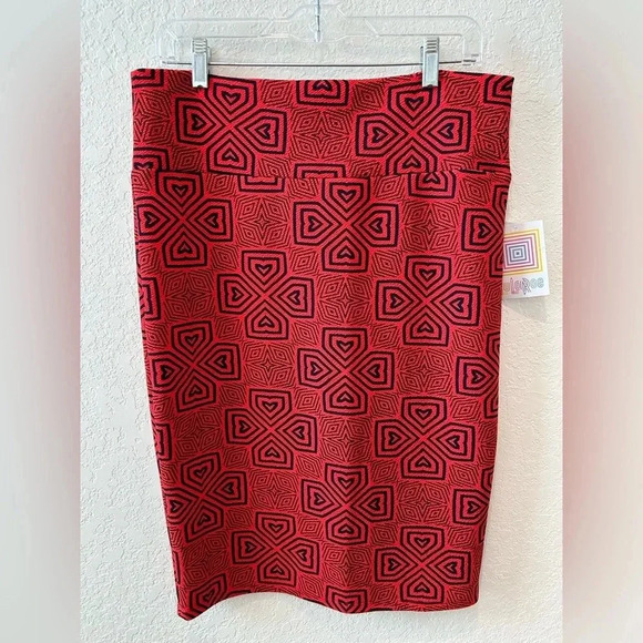 LuLaRoe Cassie Skirt Red and Navy Pencil Skirt - Picture 1 of 5